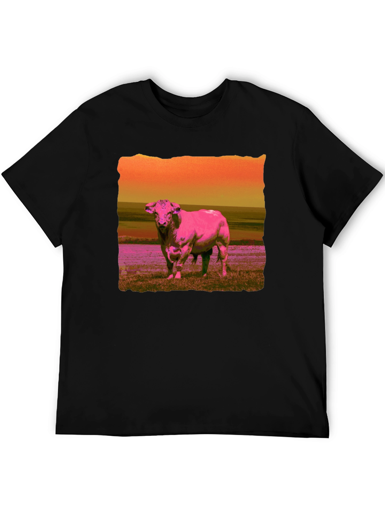 Bull Graphic Tee - Retro Style Mens T-Shirt