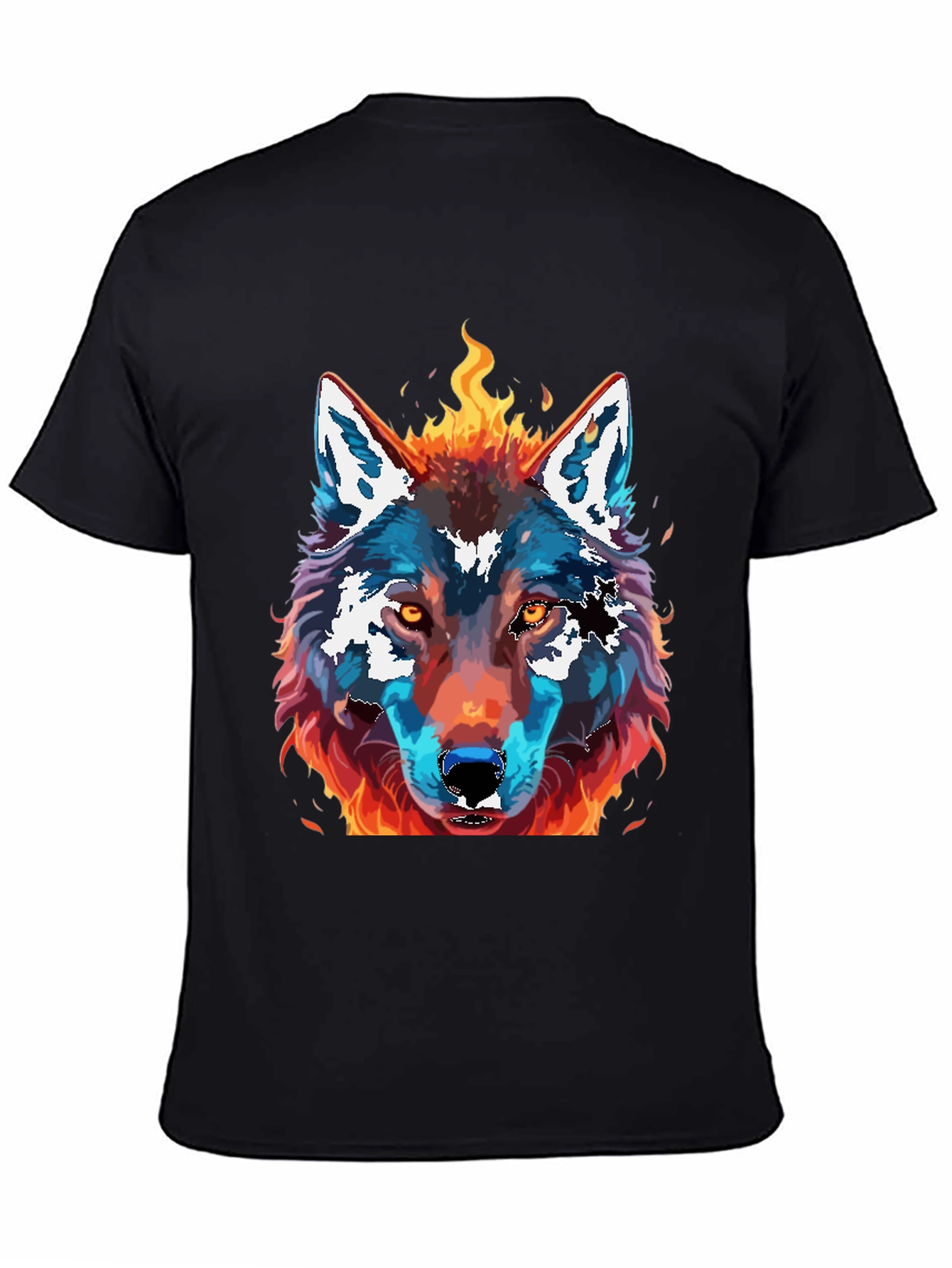 Fiery Wolf Graphic Print T-Shirt