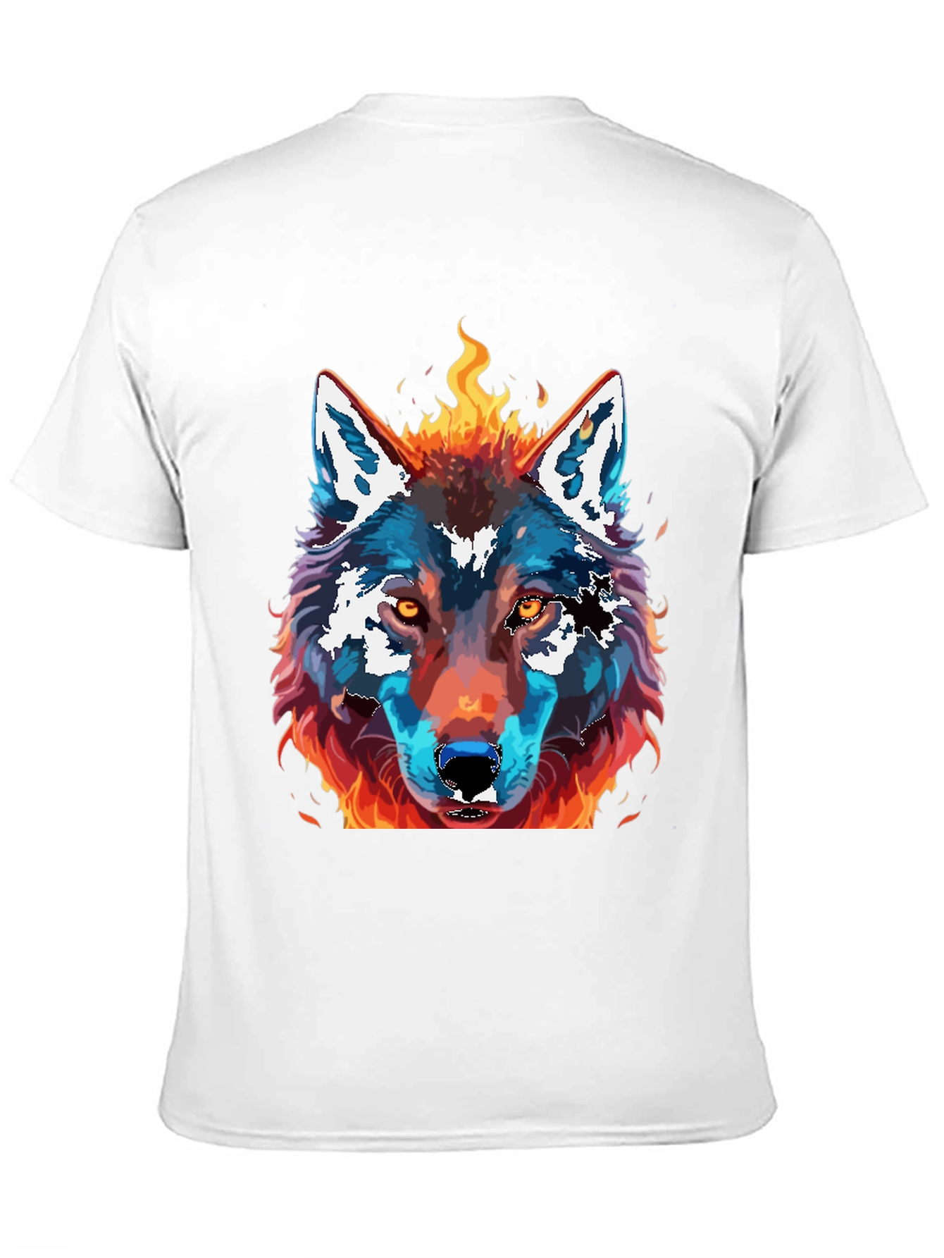 Fiery Wolf Graphic Print T-Shirt