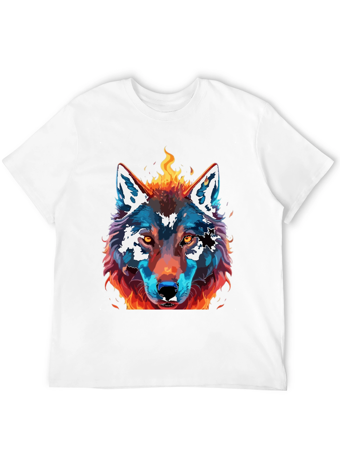 Fiery Wolf Graphic Print T-Shirt