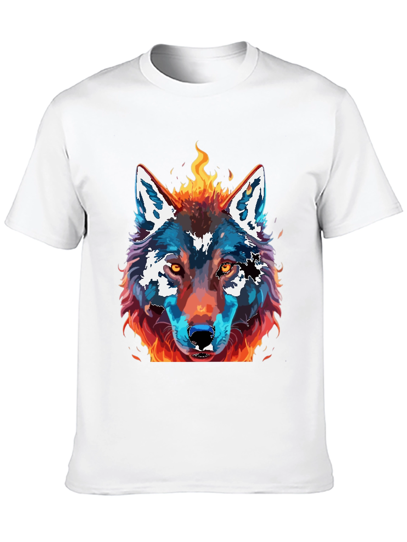 Fiery Wolf Graphic Print T-Shirt