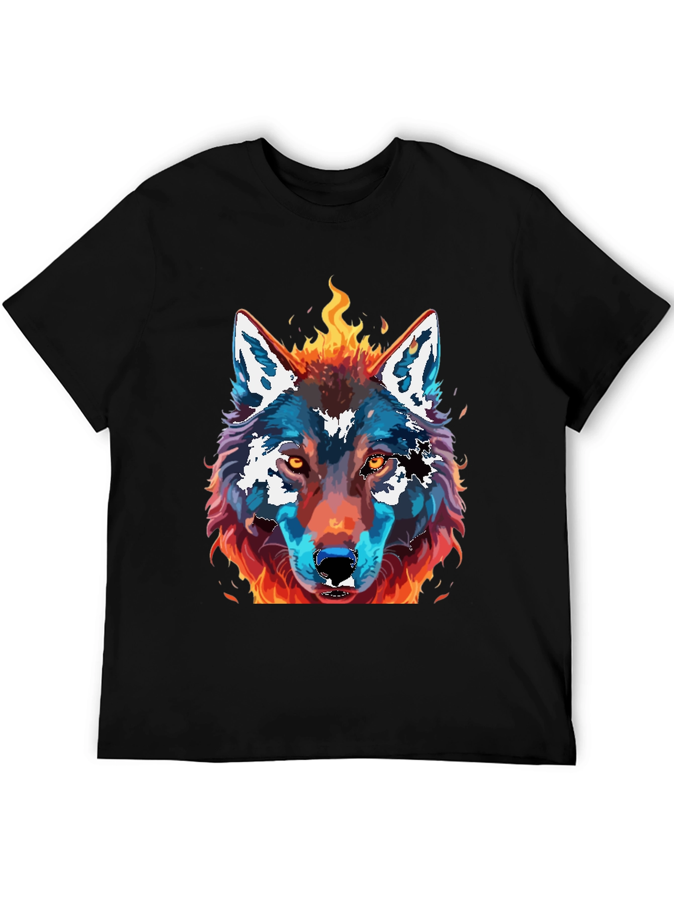 Fiery Wolf Graphic Print T-Shirt