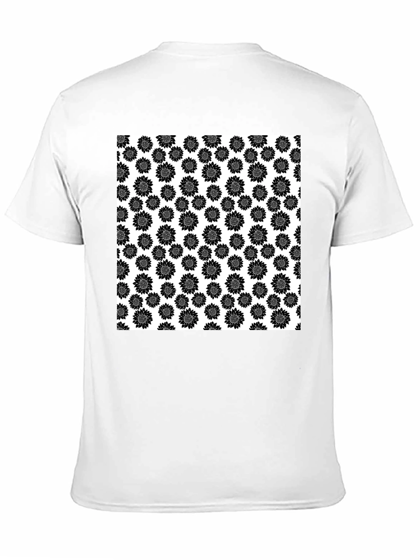 Sunflower Pattern T-Shirt - Black