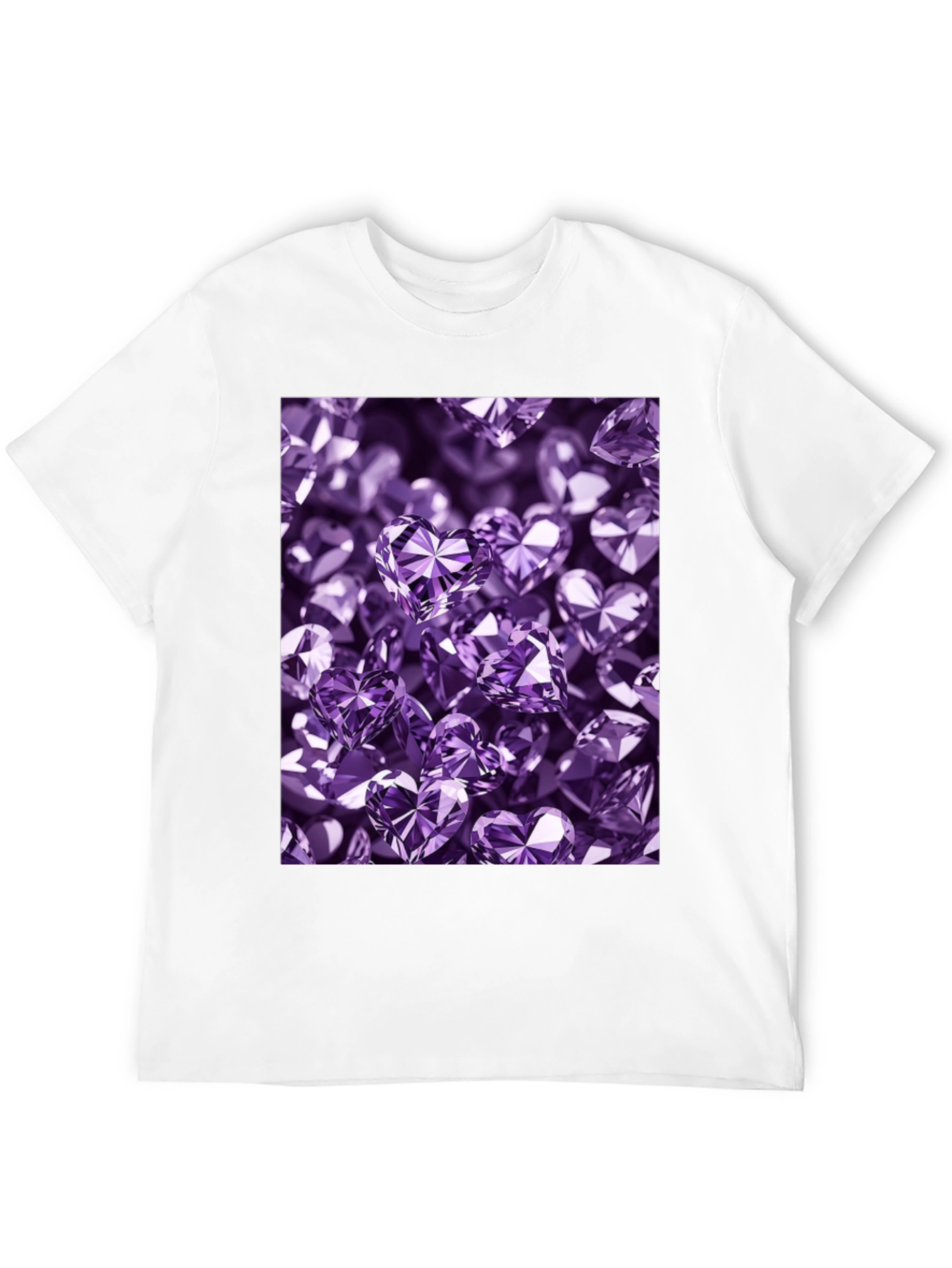 Stylish Black T-Shirt with Purple Heart Diamonds