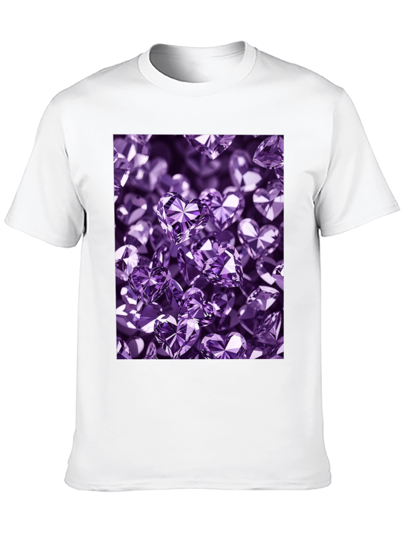 Stylish Black T-Shirt with Purple Heart Diamonds