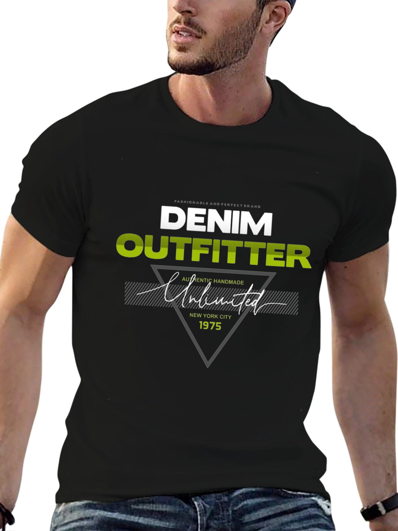 Denim Outfitter Graphic Print Tee - Casual Black T-Shirt