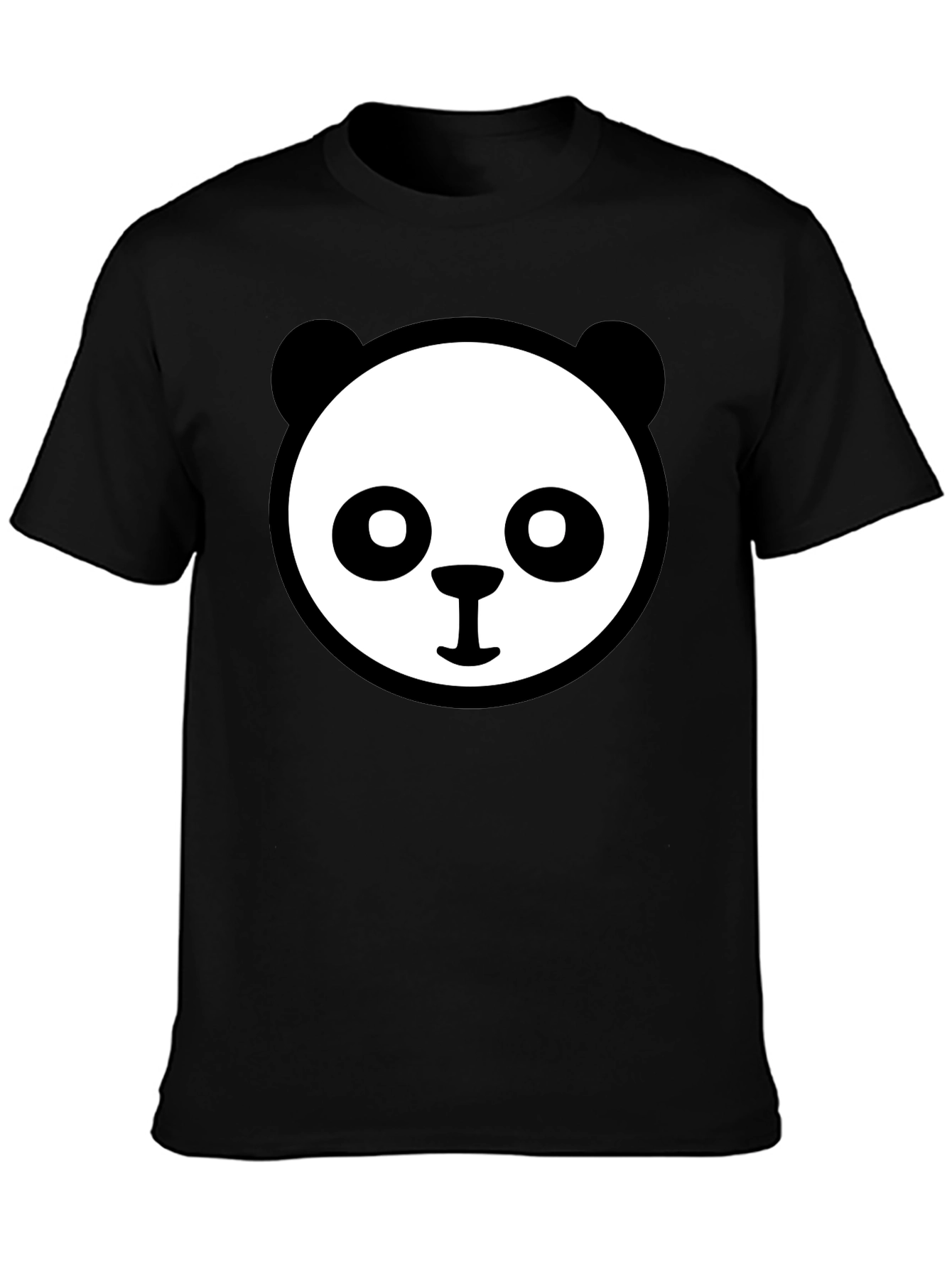 Panda Face Graphic Tee - Cute Black T-Shirt