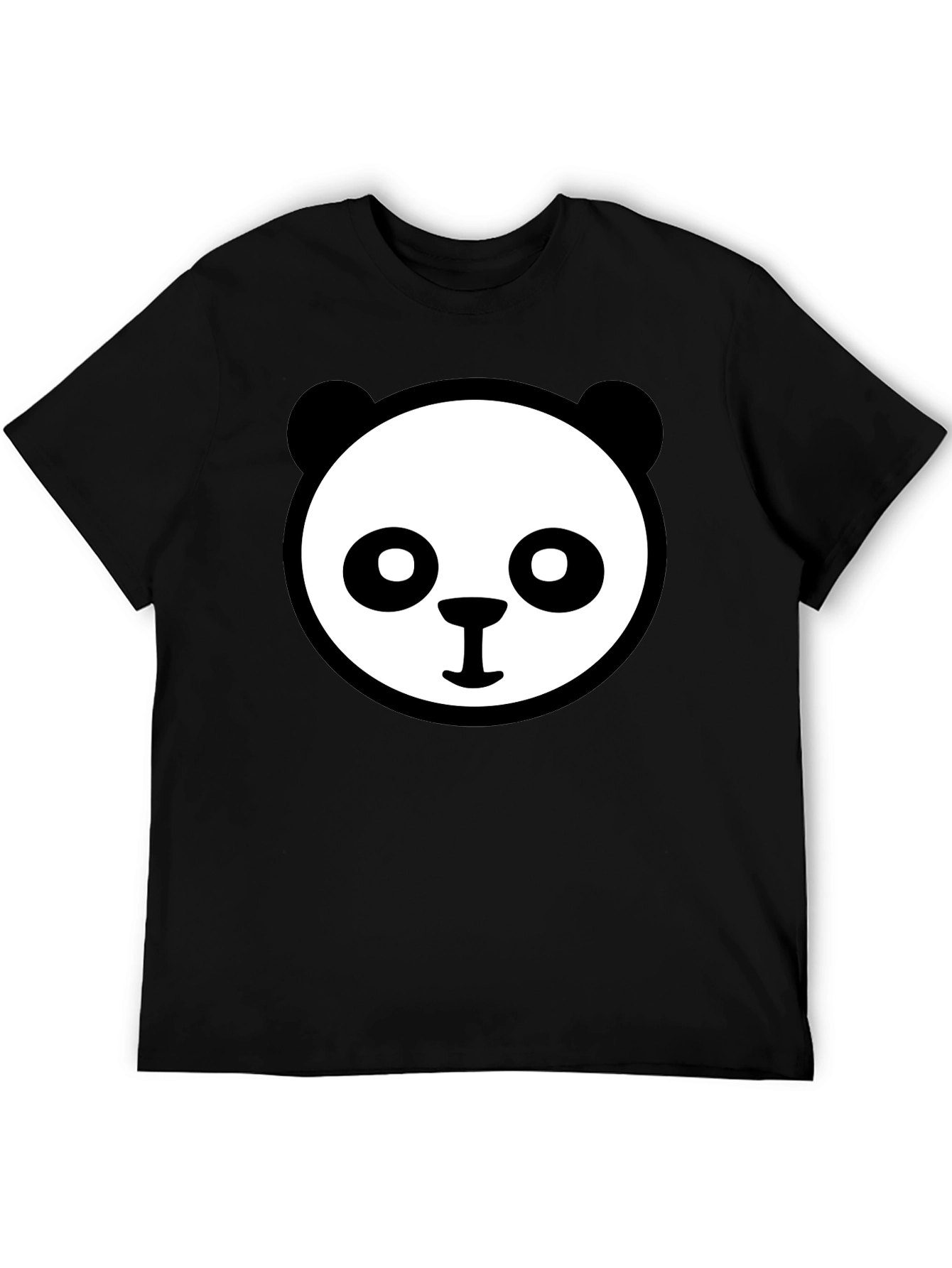 Panda Face Graphic Tee - Cute Black T-Shirt