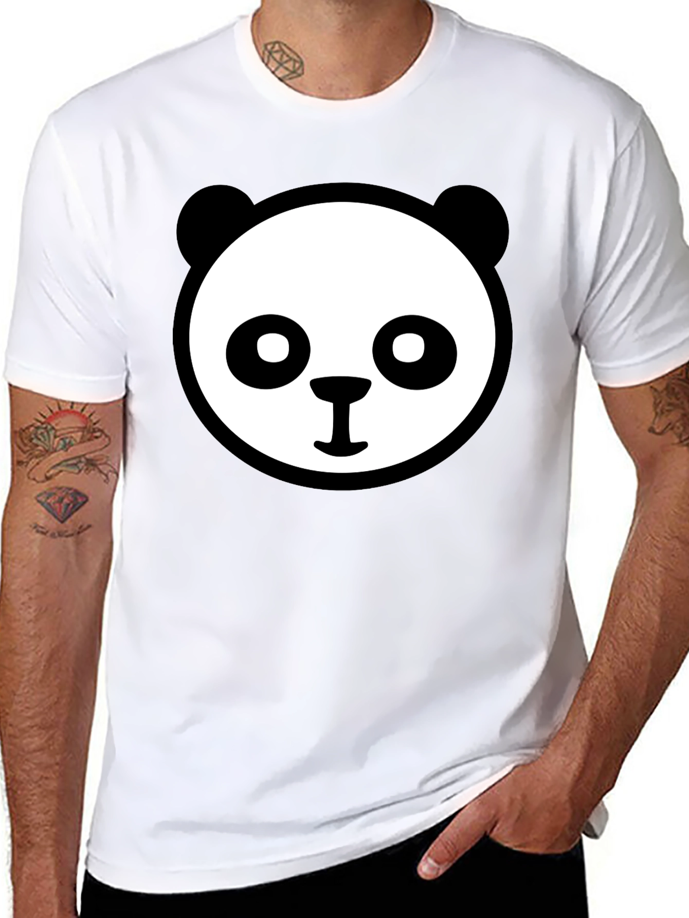 Panda Face Graphic Tee - Cute Black T-Shirt