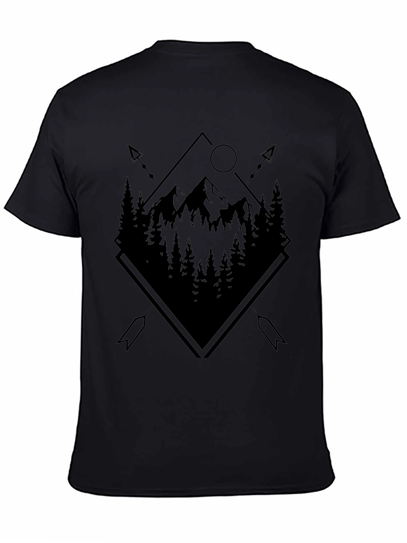 Mountain Forest Graphic Black T-Shirt