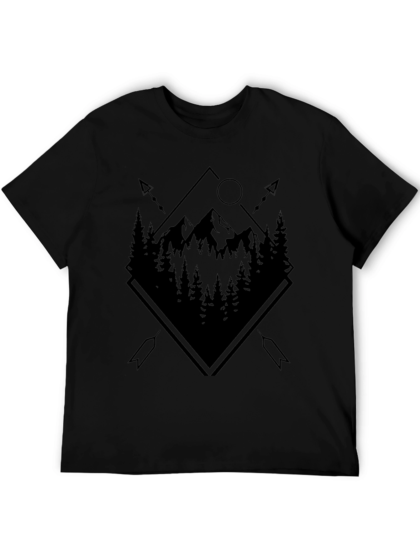 Mountain Forest Graphic Black T-Shirt