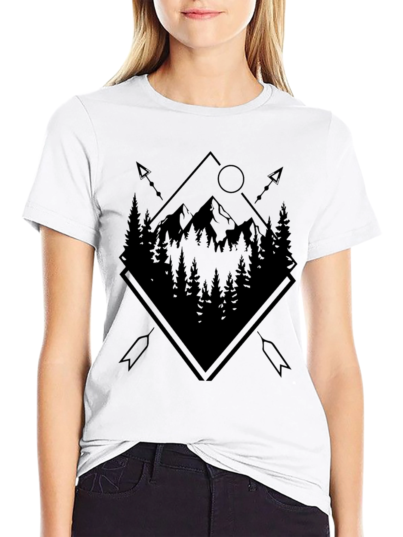 Mountain Forest Graphic Black T-Shirt