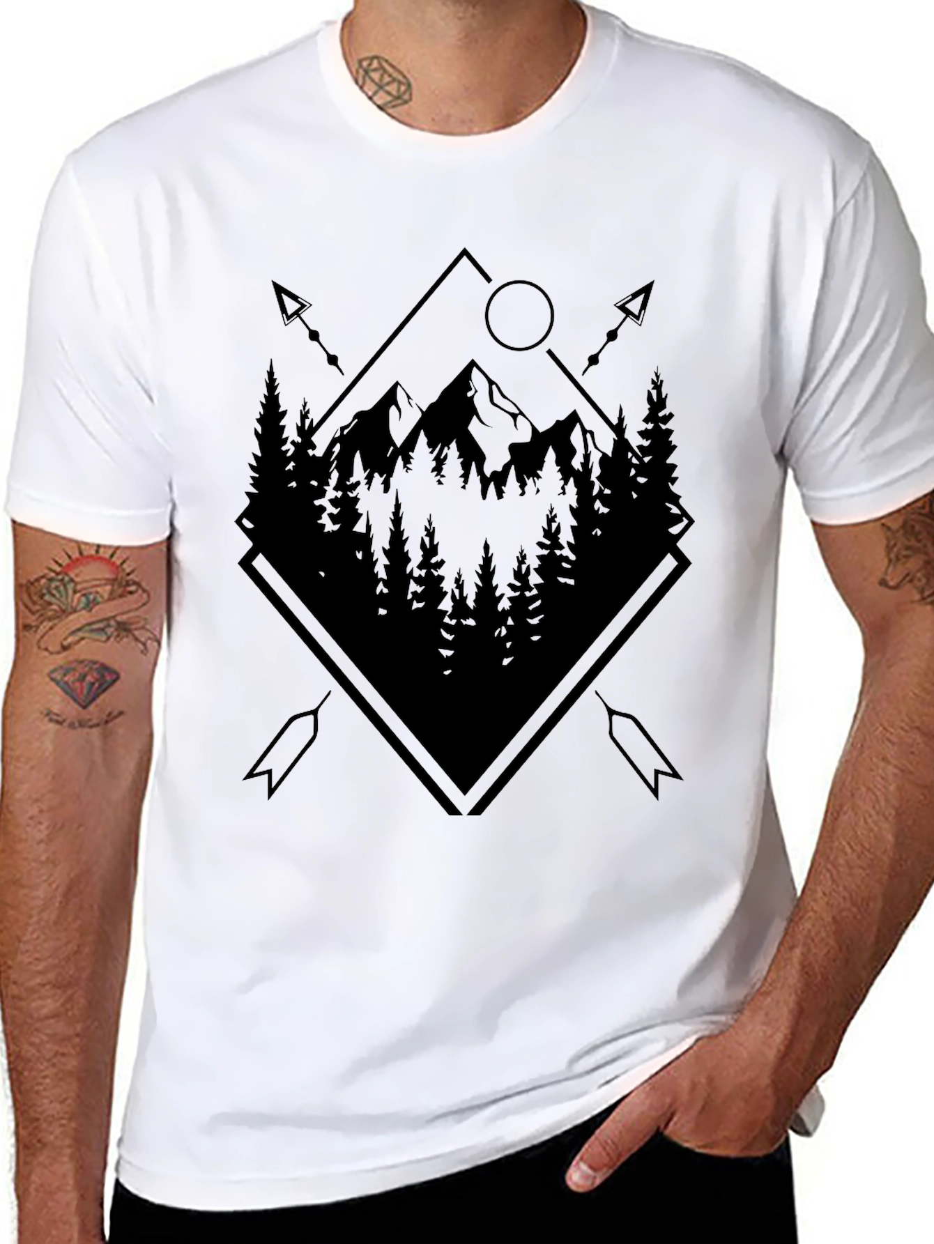 Mountain Forest Graphic Black T-Shirt