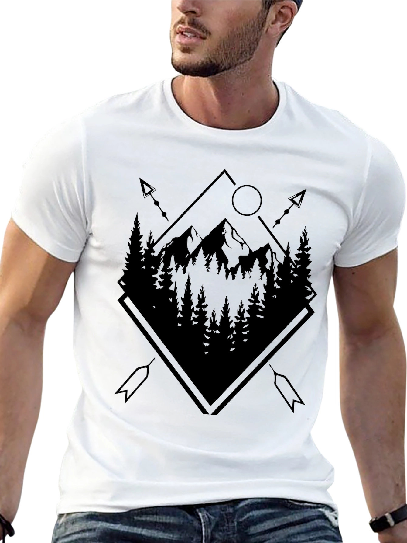 Mountain Forest Graphic Black T-Shirt