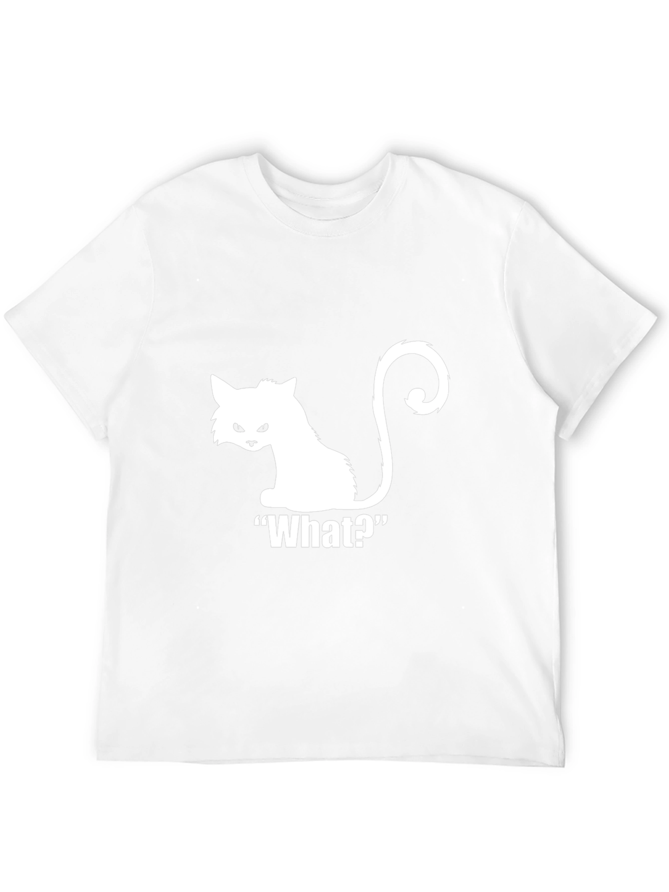 Sarcastic Cat What? Graphic Tee - Black Cotton