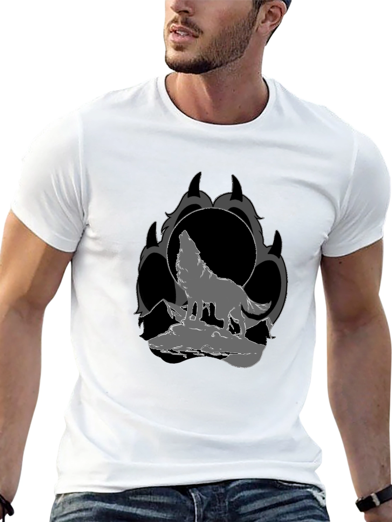 Wolf Howling at Moon Graphic T-Shirt