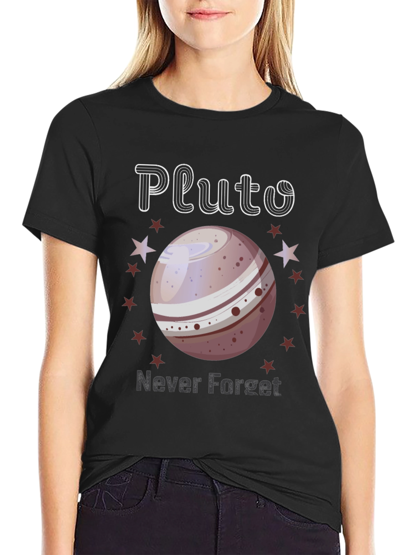 Pluto Never Forget T-Shirt - Space Nostalgia Tee