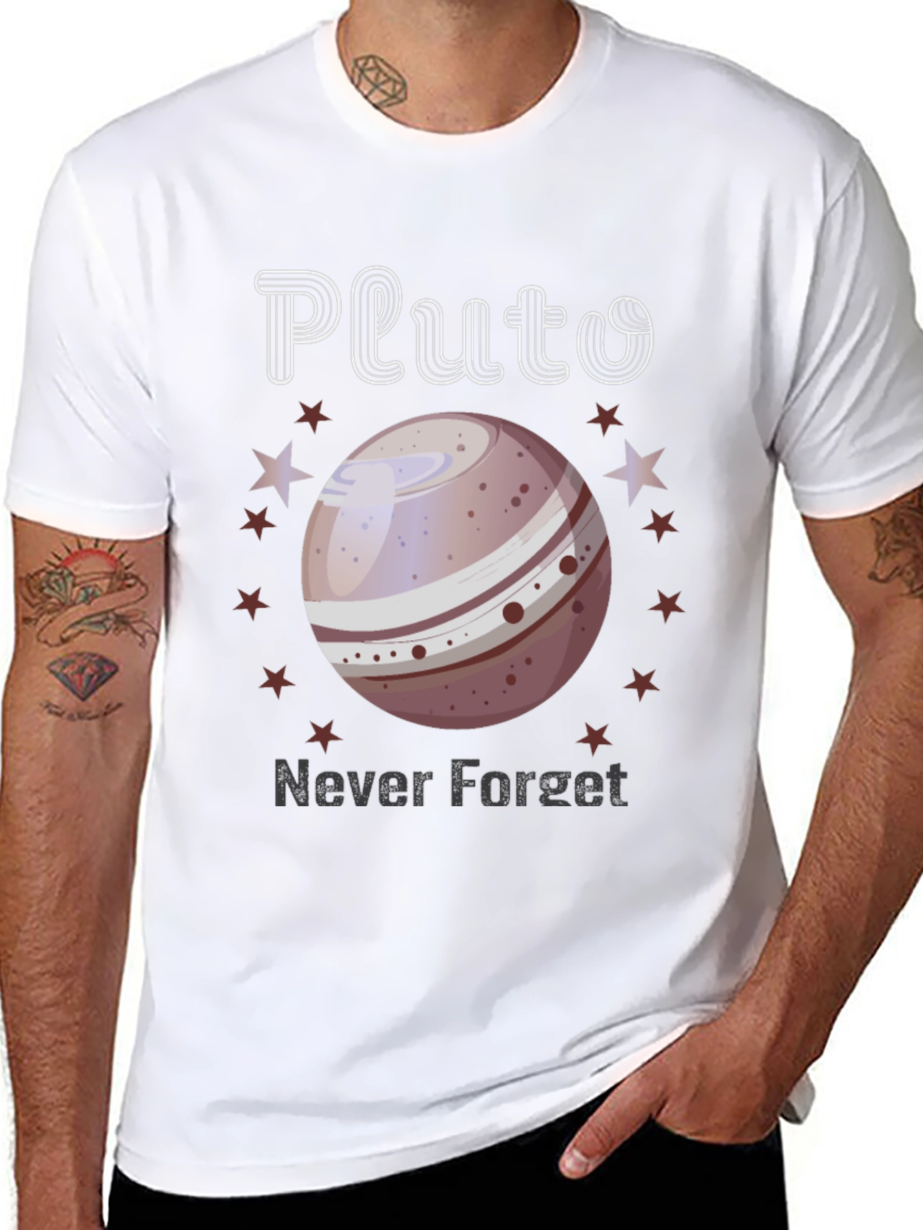Pluto Never Forget T-Shirt - Space Nostalgia Tee