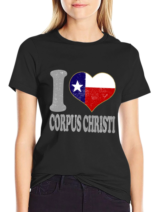 I Love Corpus Christi Texas Flag Heart Graphic Tee