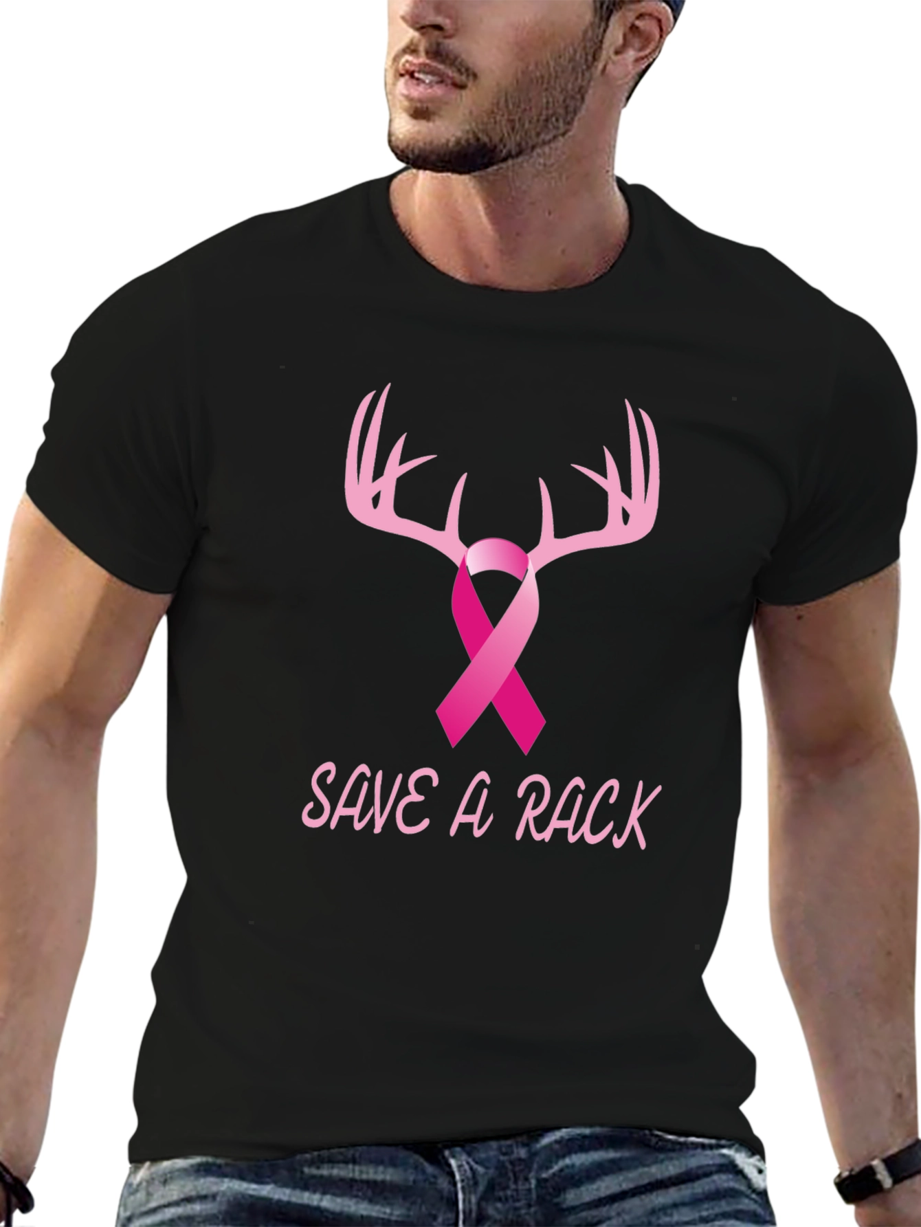 Save A Rack Deer Antler Breast Cancer Awareness T-Shirt