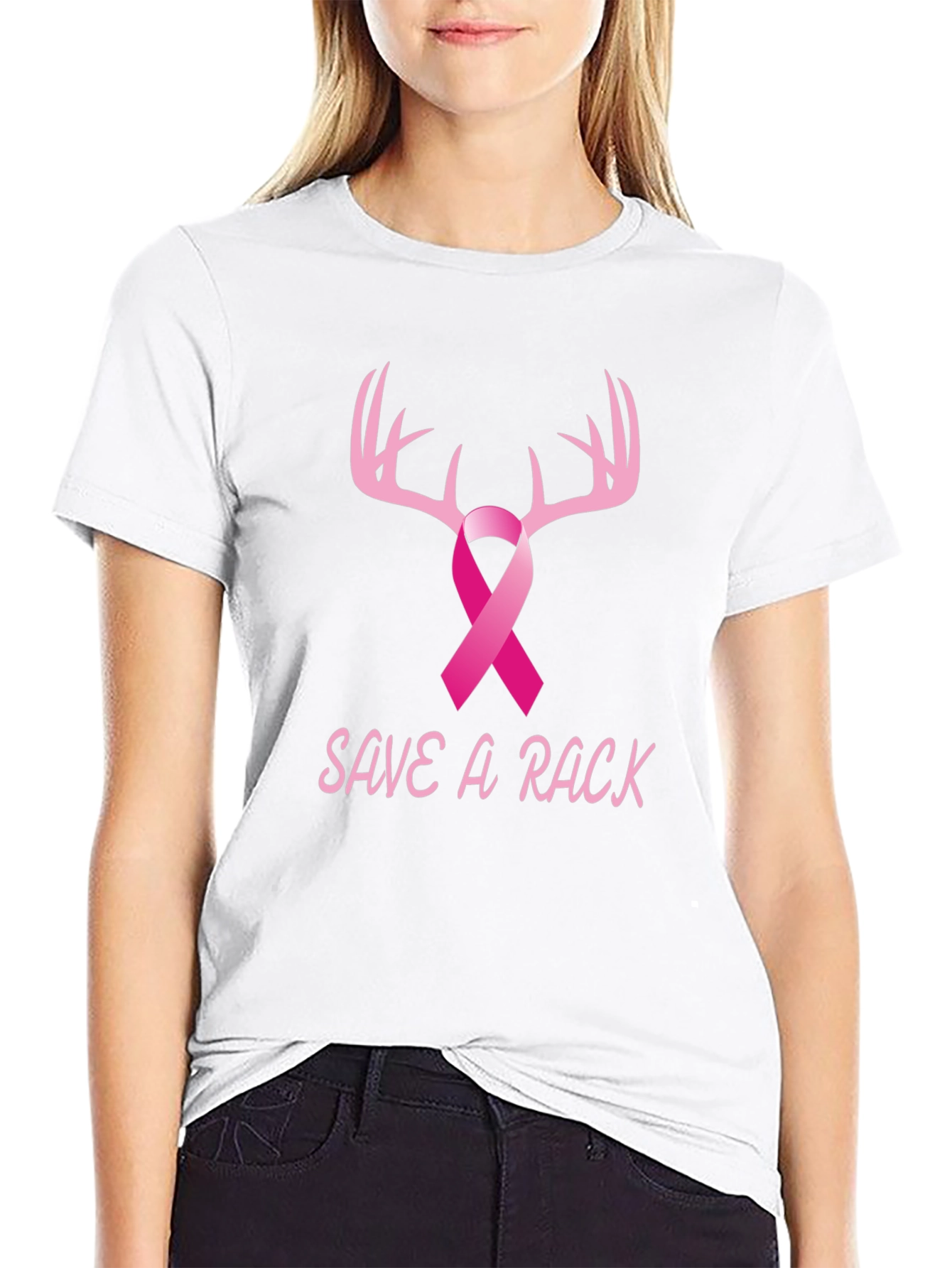 Save A Rack Deer Antler Breast Cancer Awareness T-Shirt