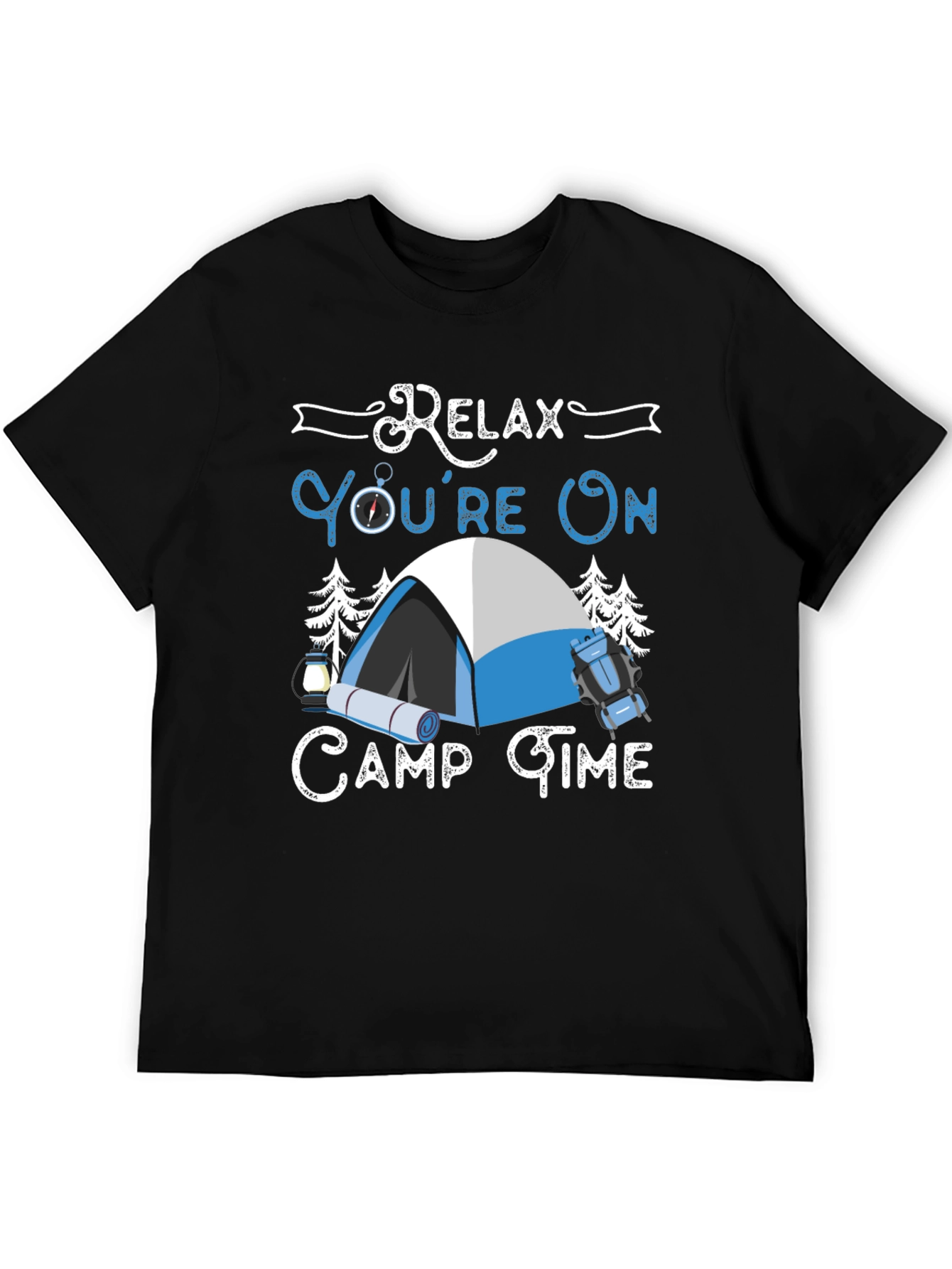 Relax Camp Time Graphic T-Shirt - Black Cotton Tee