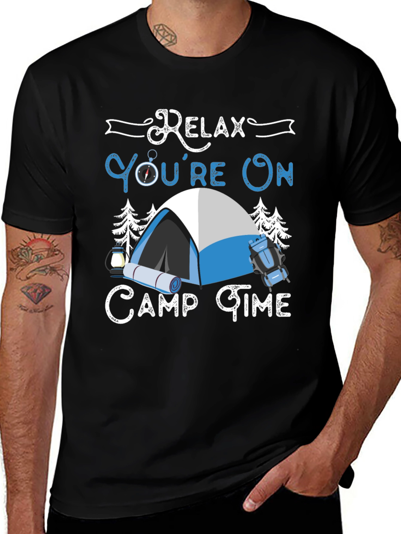 Relax Camp Time Graphic T-Shirt - Black Cotton Tee