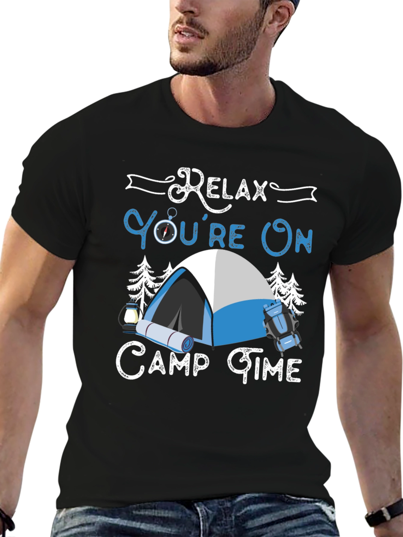 Relax Camp Time Graphic T-Shirt - Black Cotton Tee