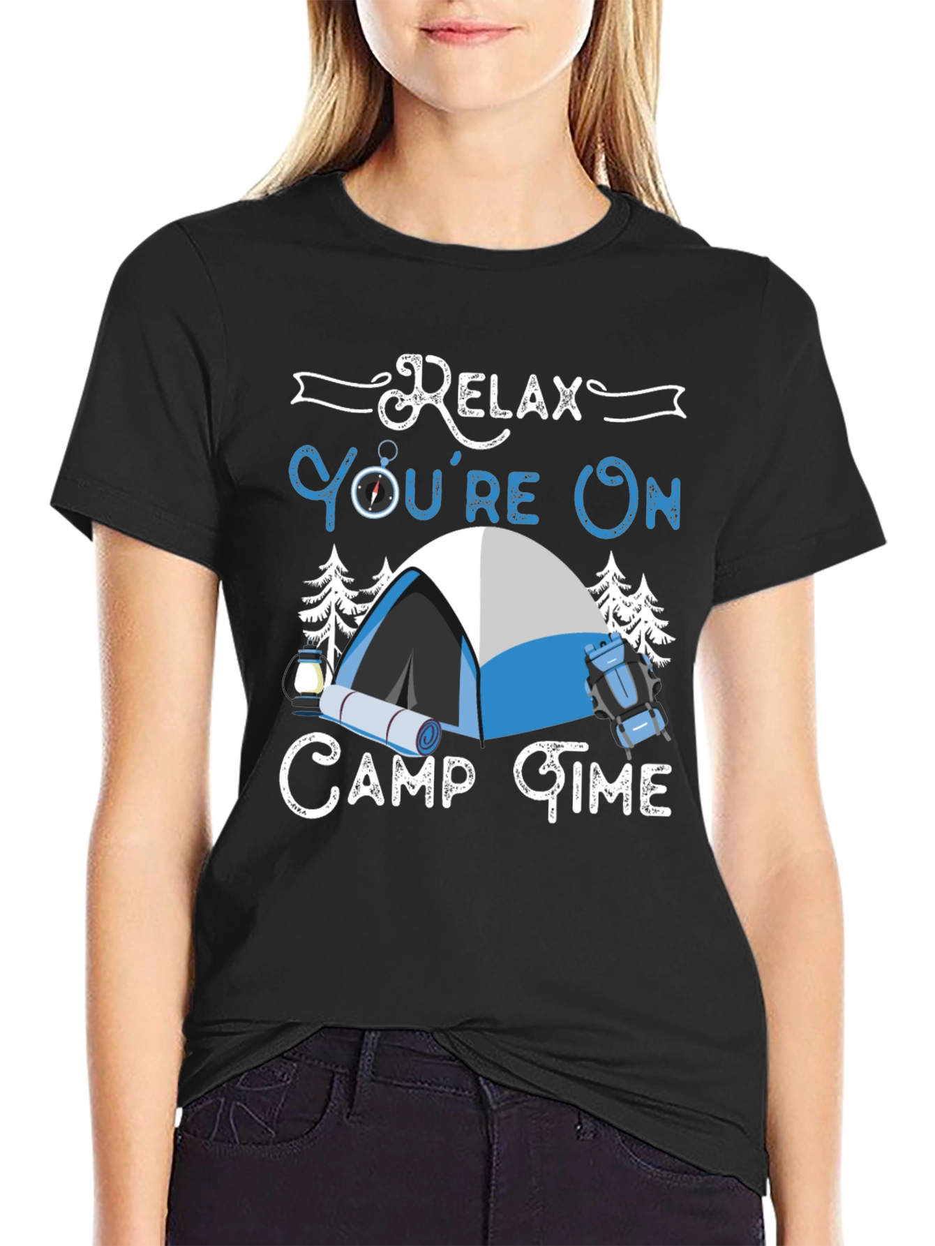 Relax Camp Time Graphic T-Shirt - Black Cotton Tee