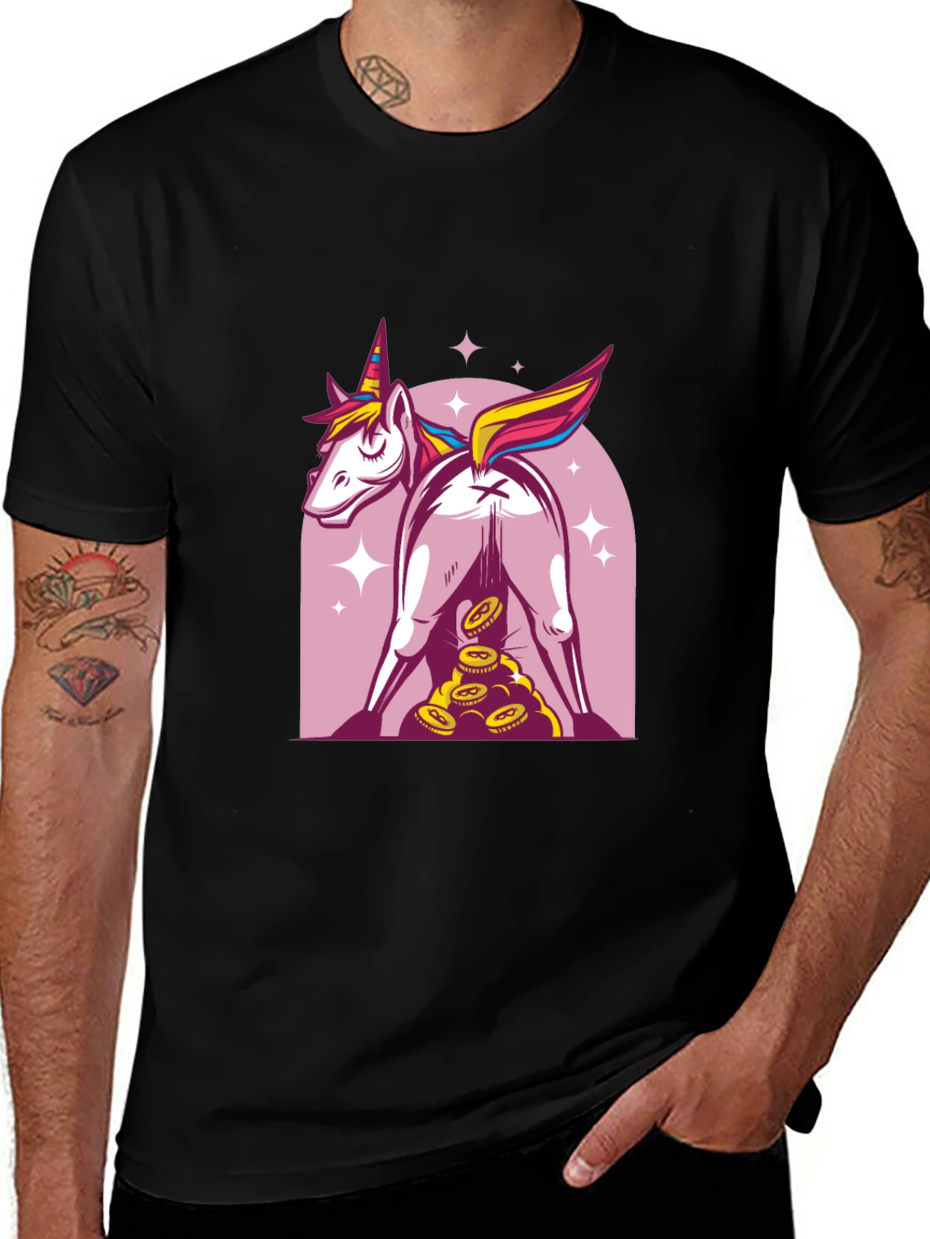 Unicorn Butt Coin Funny Graphic Tee