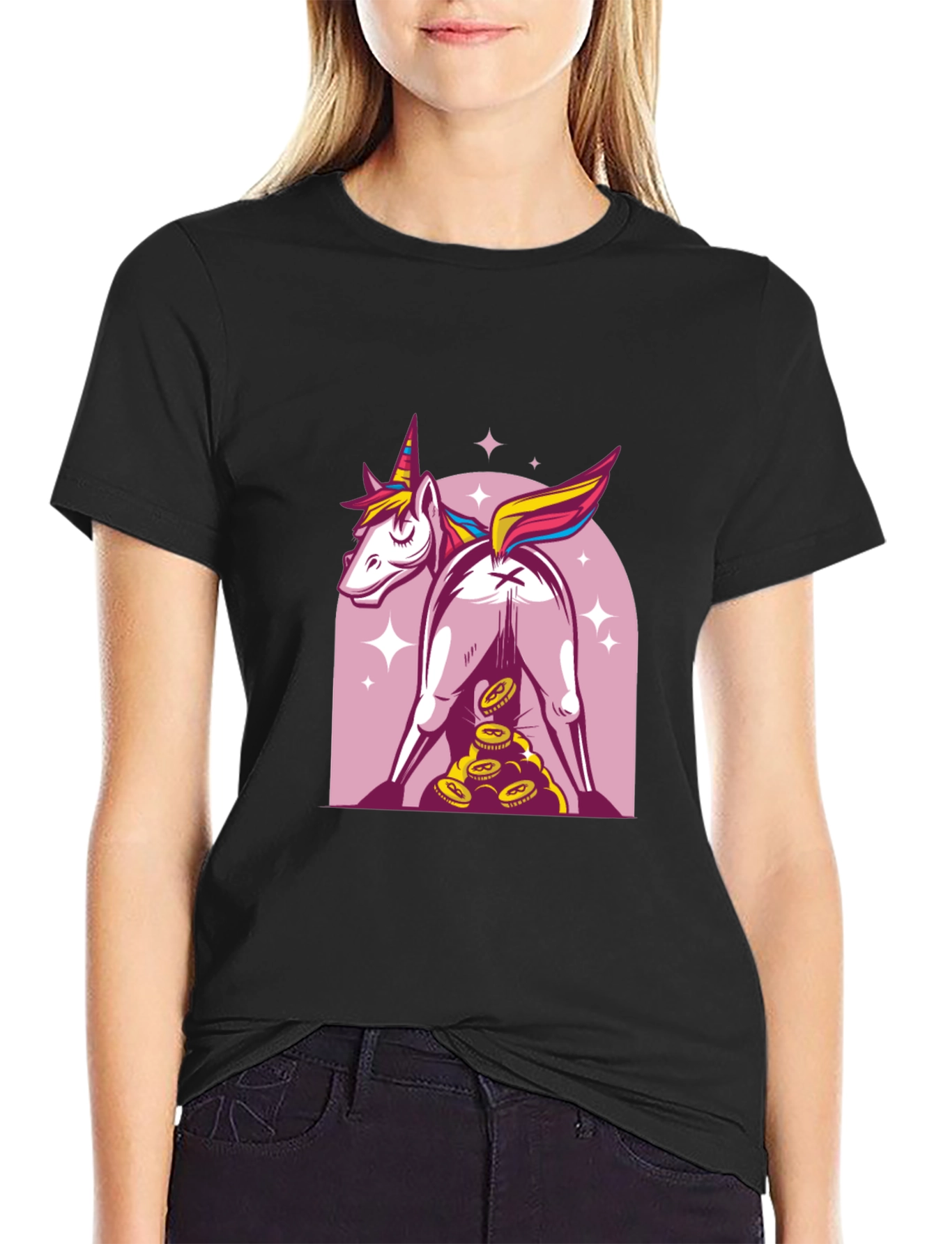 Unicorn Butt Coin Funny Graphic Tee