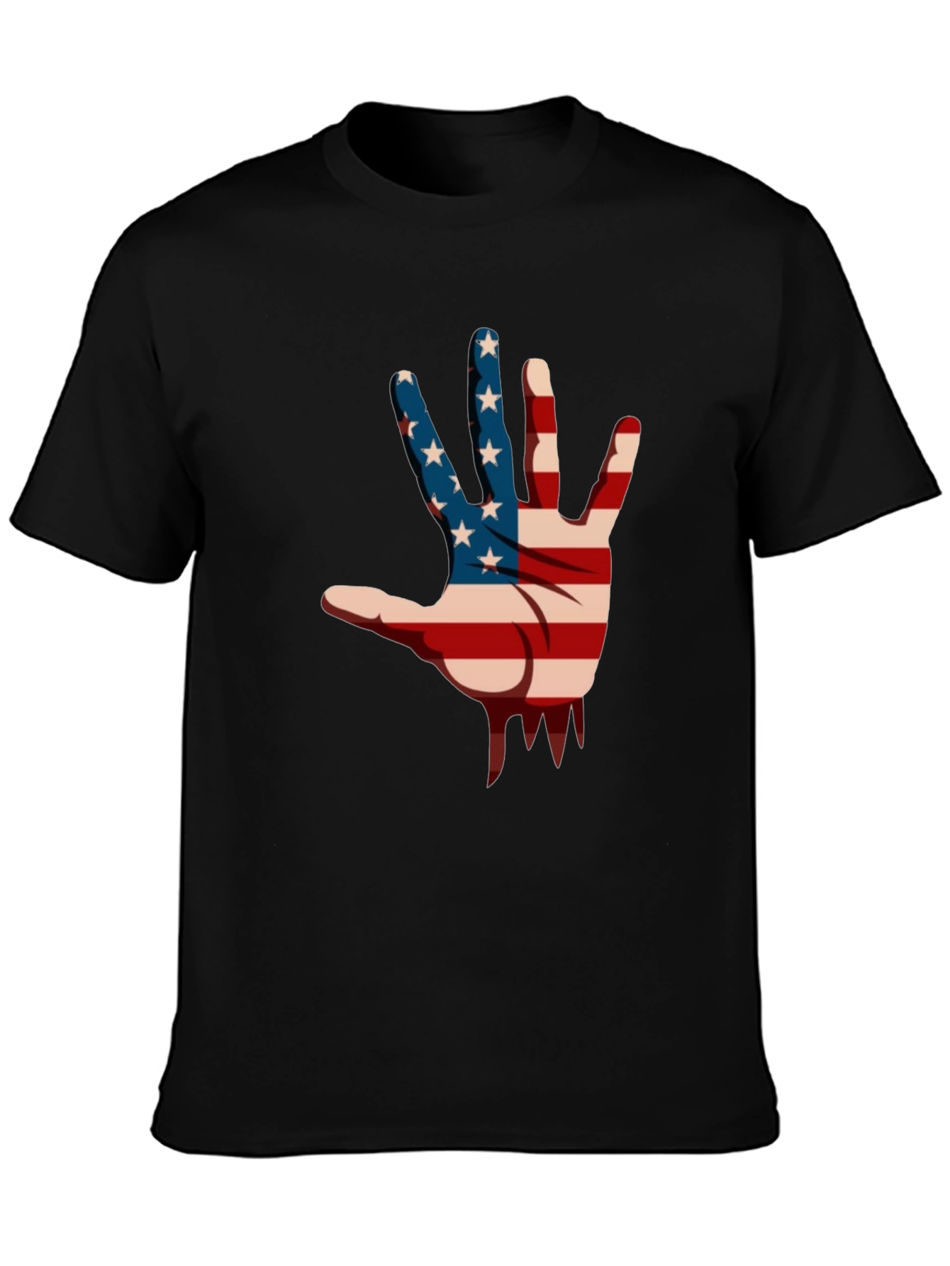 American Flag Hand Graphic Black T-Shirt