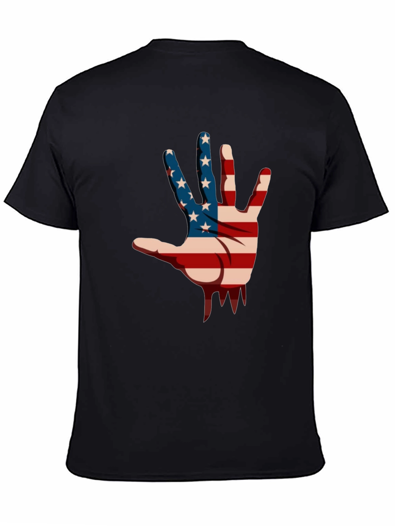 American Flag Hand Graphic Black T-Shirt