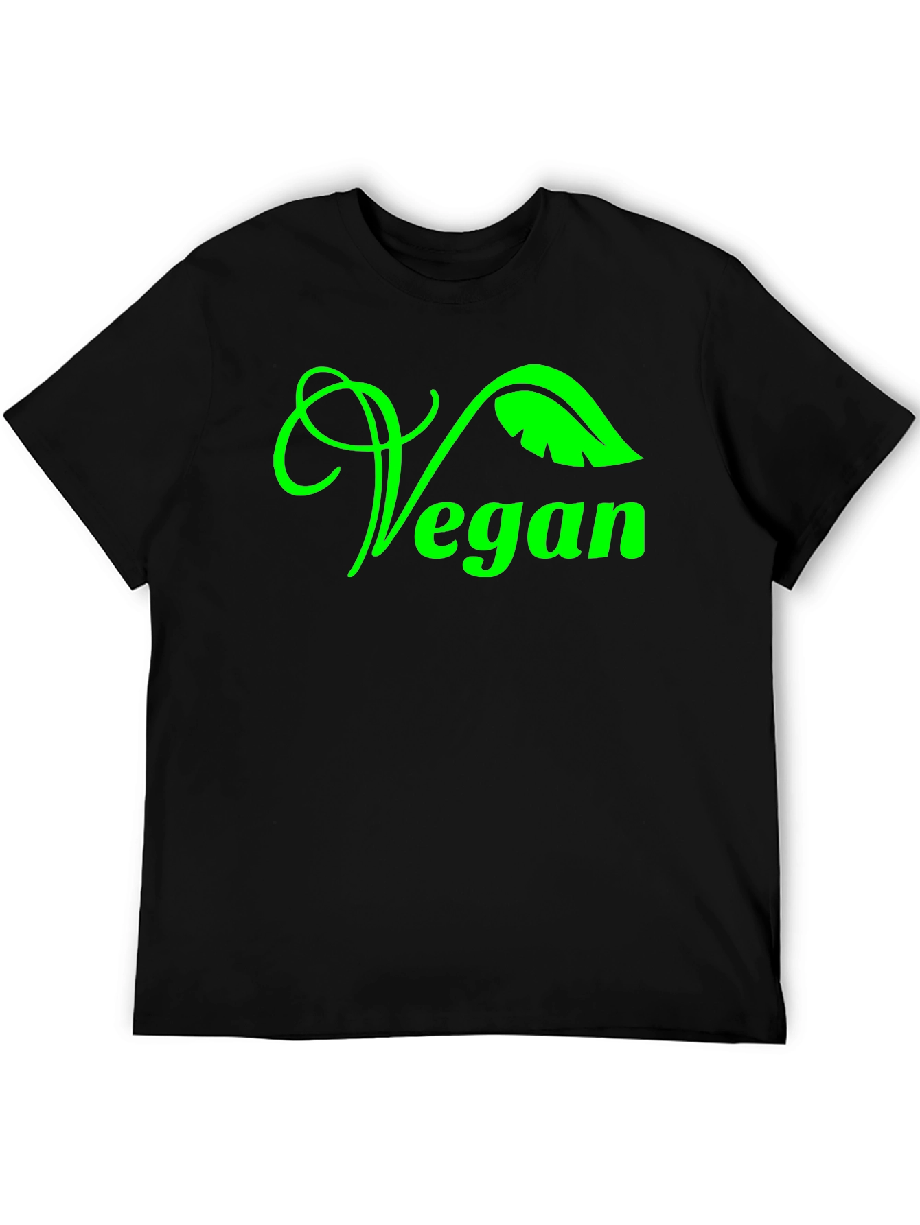 Vegan Graphic Tee - Green Leaf Design