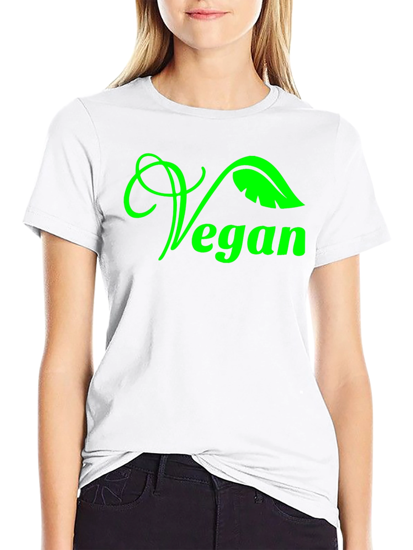 Vegan Graphic Tee - Green Leaf Design