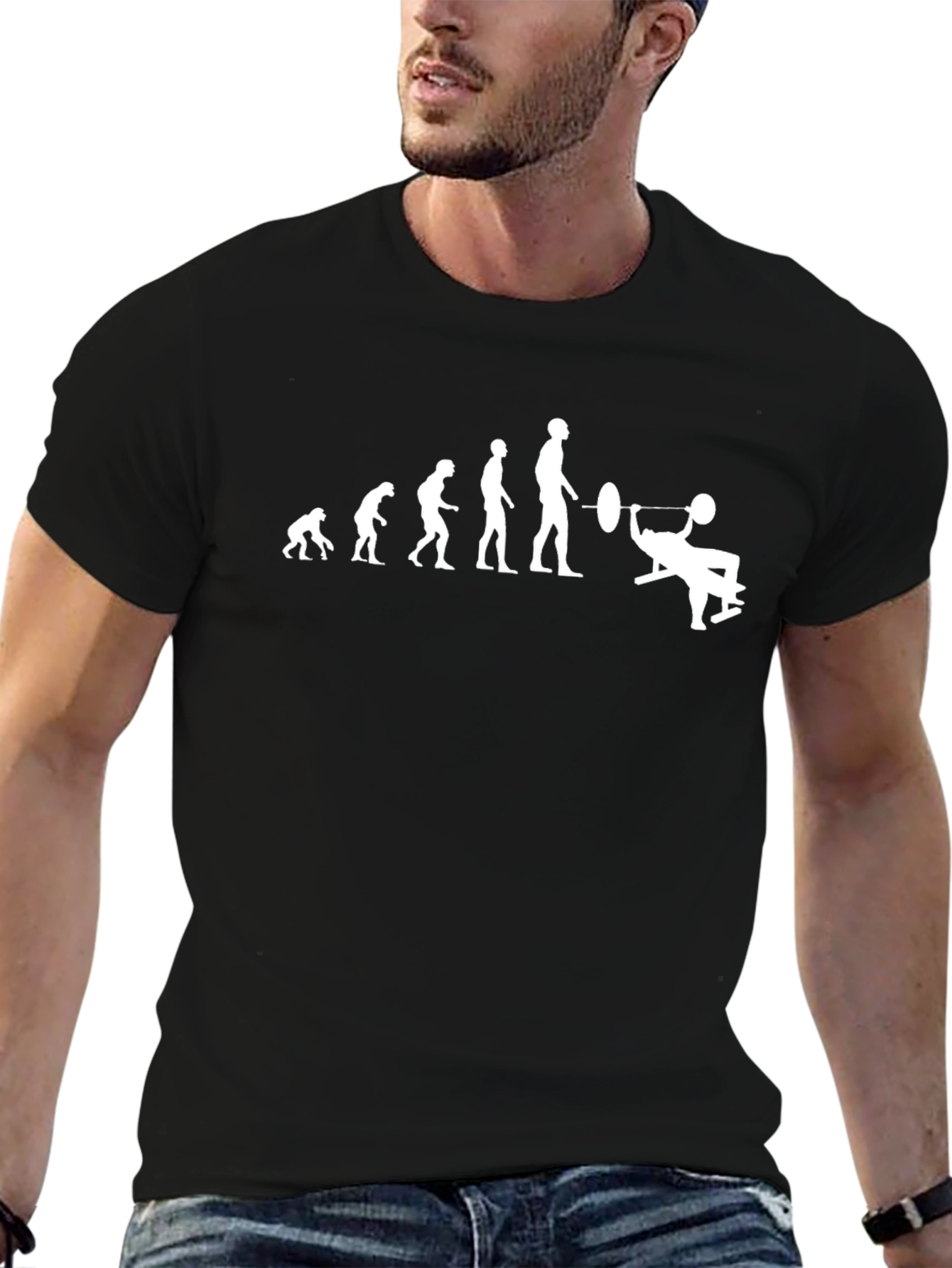 Evolution of Gym T-Shirt - Black Cotton