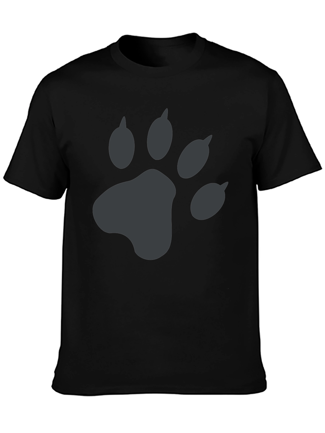 Mens Black T-Shirt with Grey Paw Print