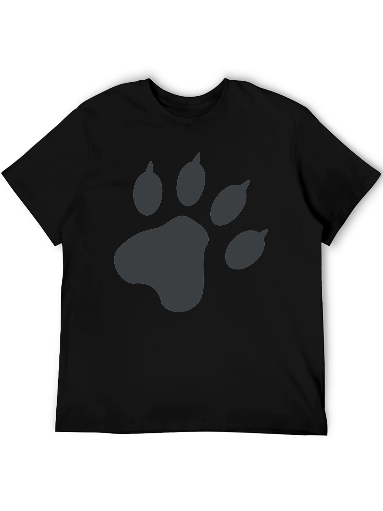 Mens Black T-Shirt with Grey Paw Print