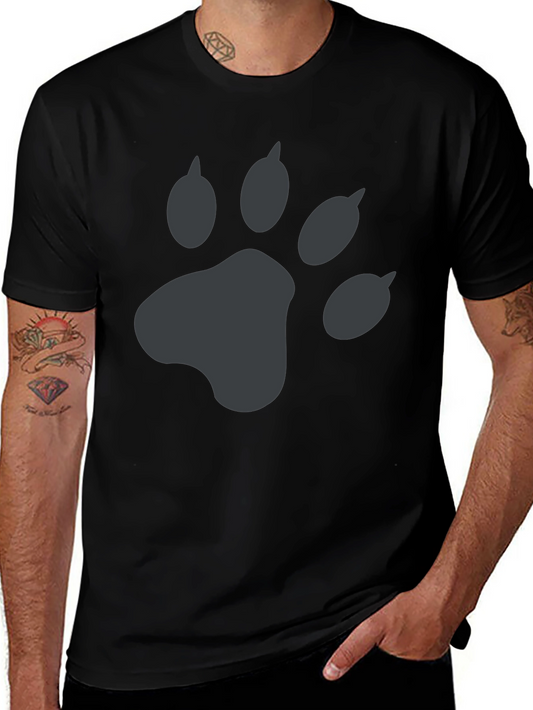 Mens Black T-Shirt with Grey Paw Print