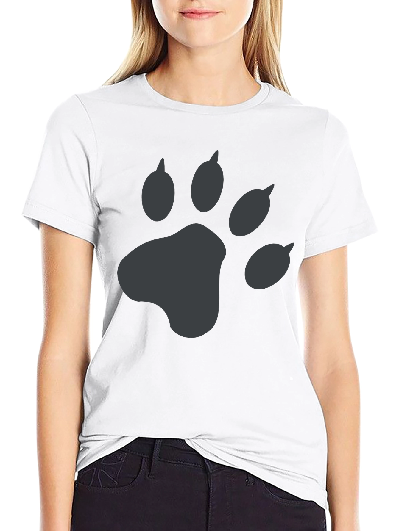 Mens Black T-Shirt with Grey Paw Print