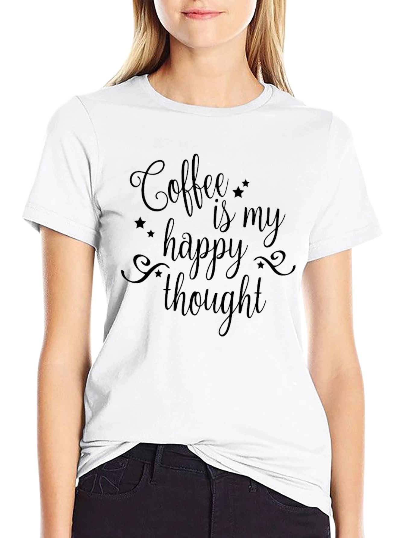 Coffee is My Happy Thought Black T-Shirt