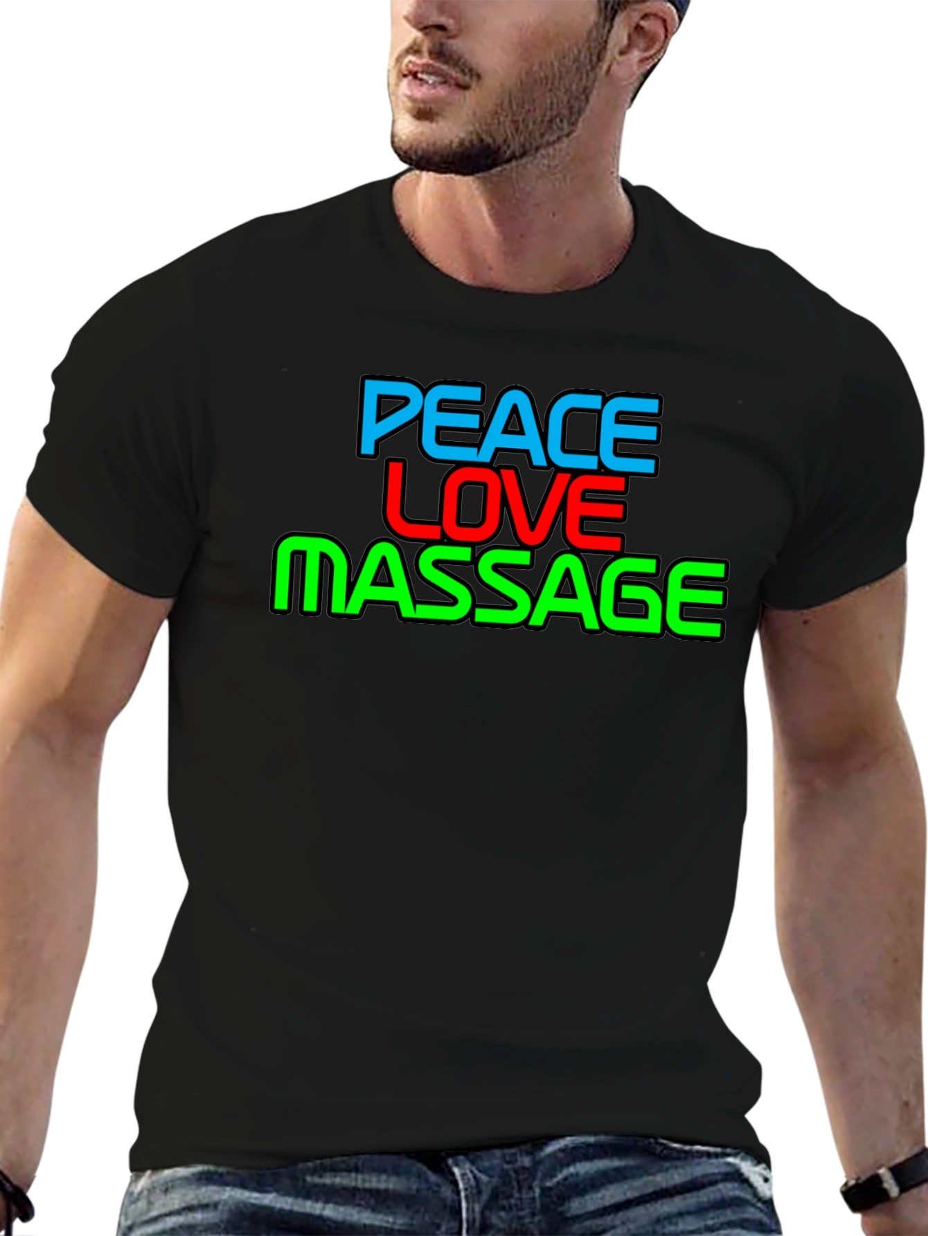 Peace Love Massage Black T-Shirt