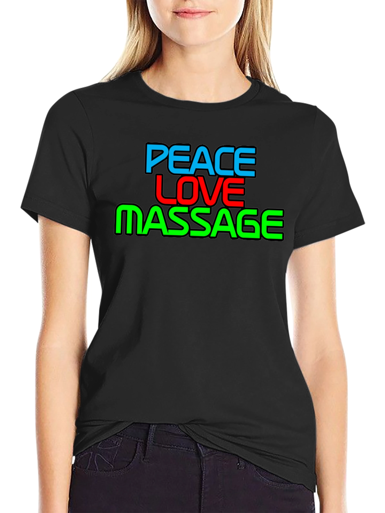 Peace Love Massage Black T-Shirt