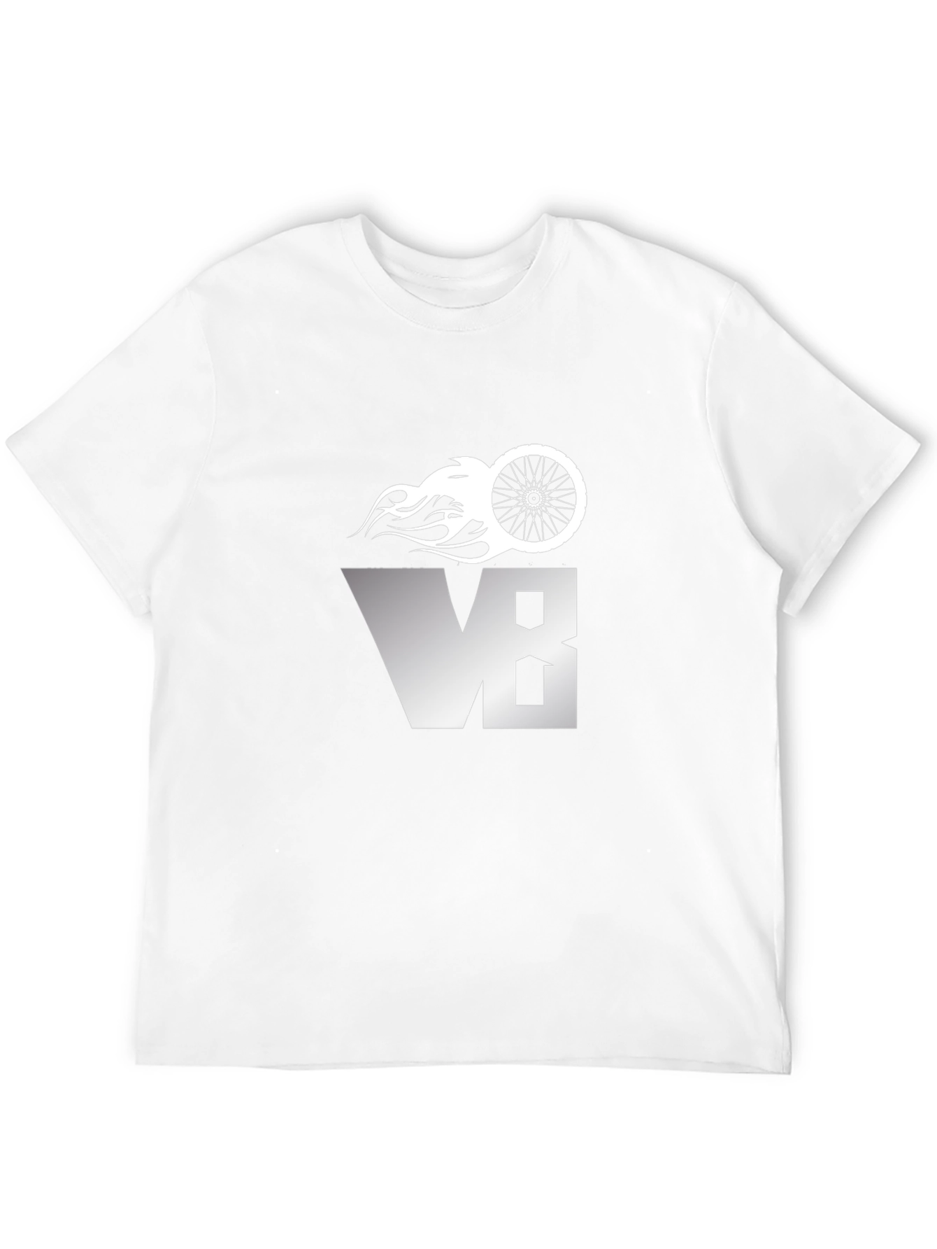 Mens Black V8 Bike Wheel Graphic T-Shirt