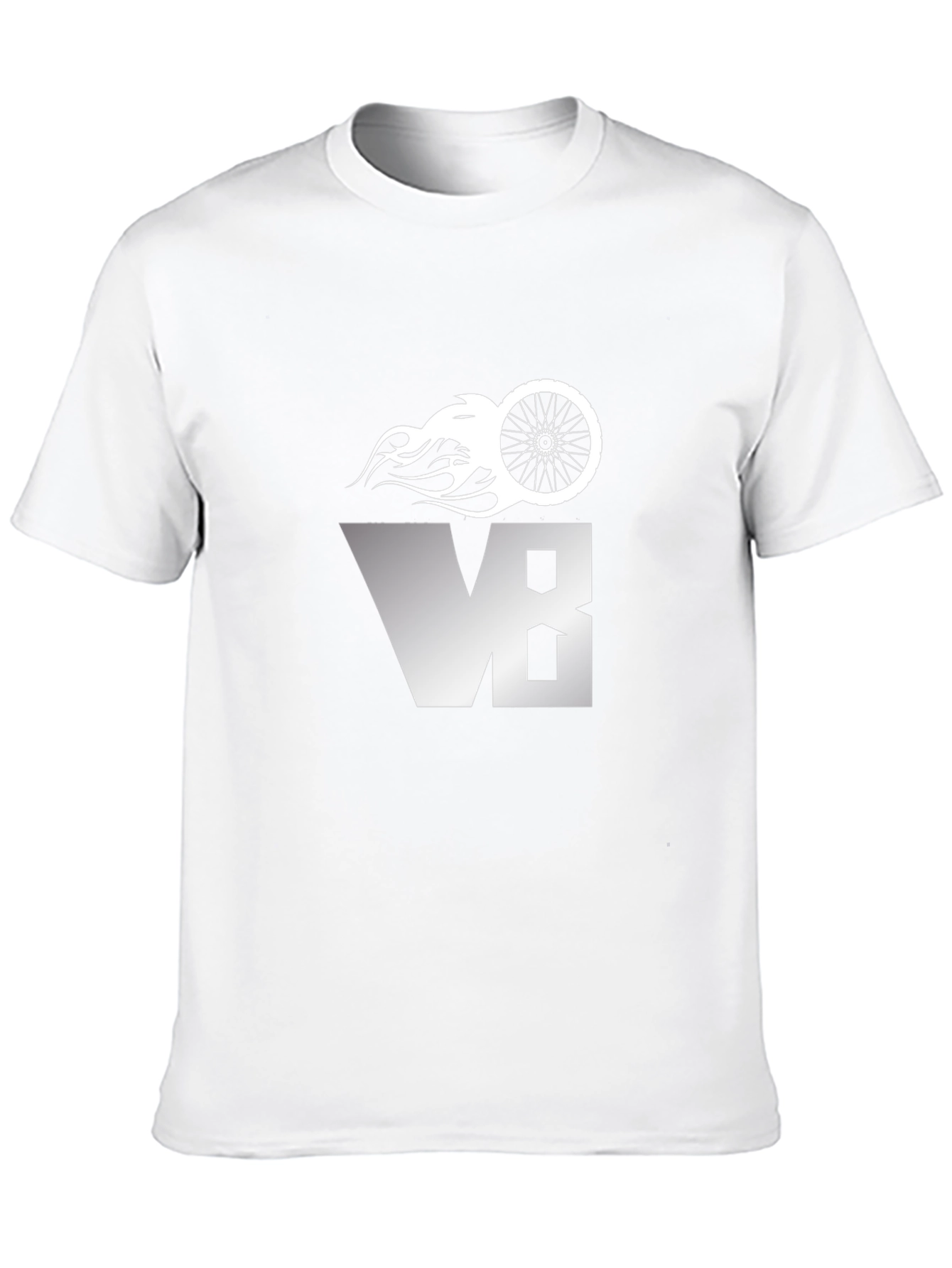 Mens Black V8 Bike Wheel Graphic T-Shirt