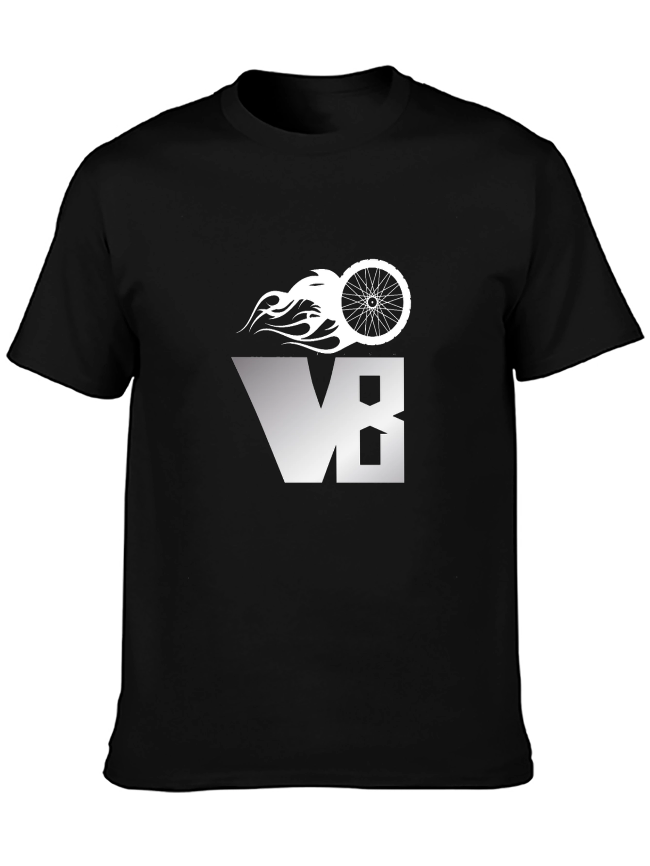 Mens Black V8 Bike Wheel Graphic T-Shirt