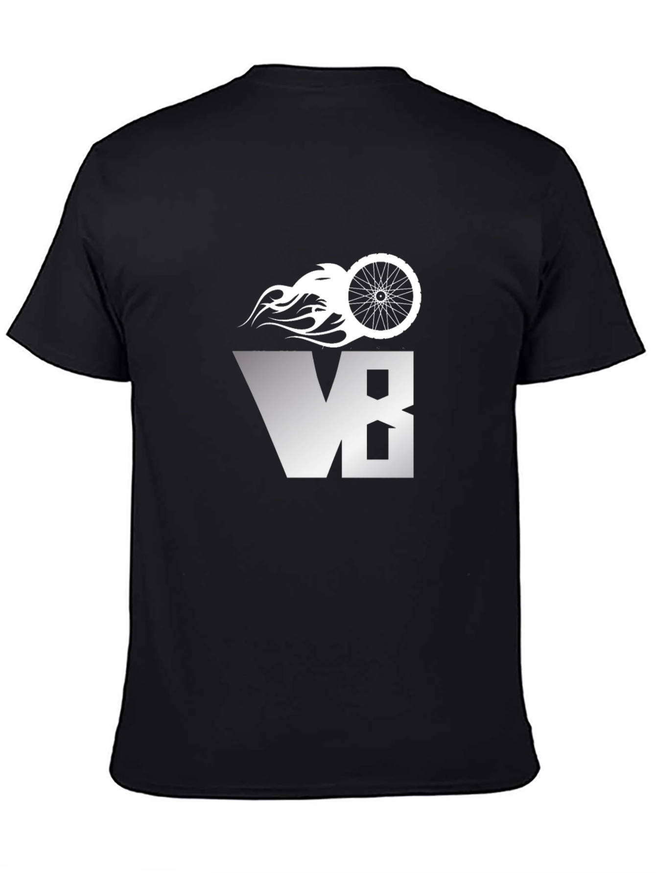 Mens Black V8 Bike Wheel Graphic T-Shirt