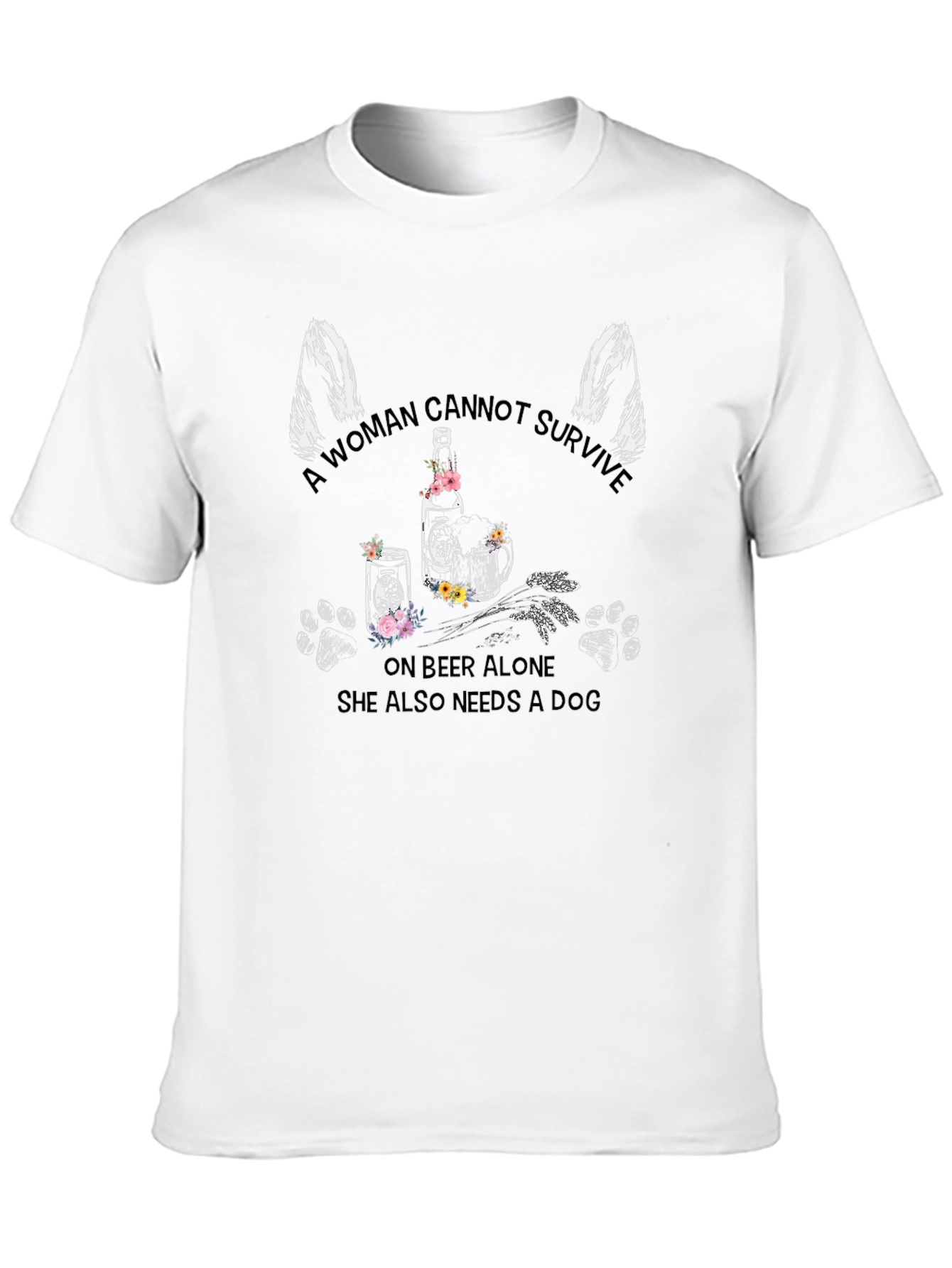 Woman Beer and Dog Graphic Tee