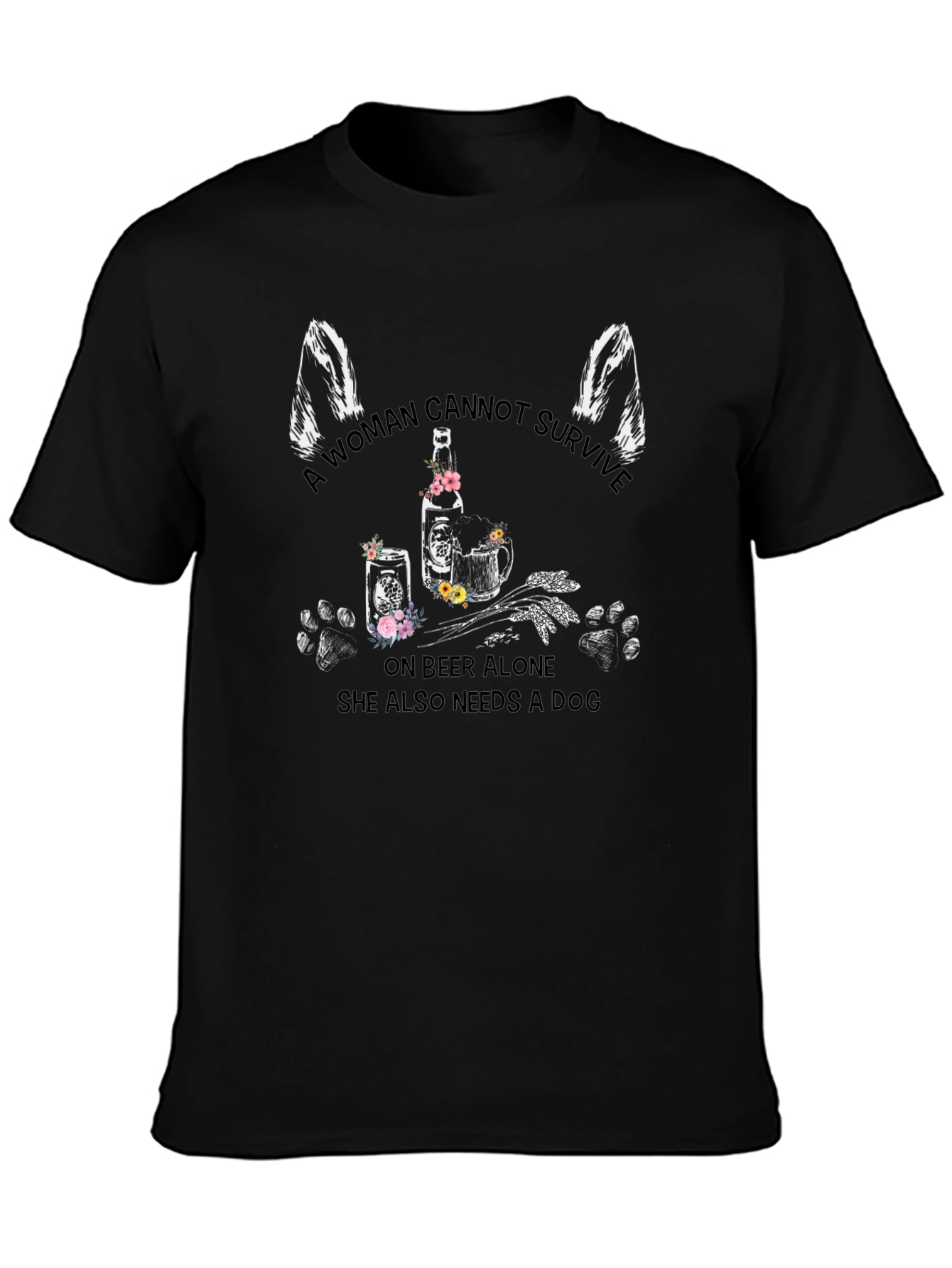 Woman Beer and Dog Graphic Tee
