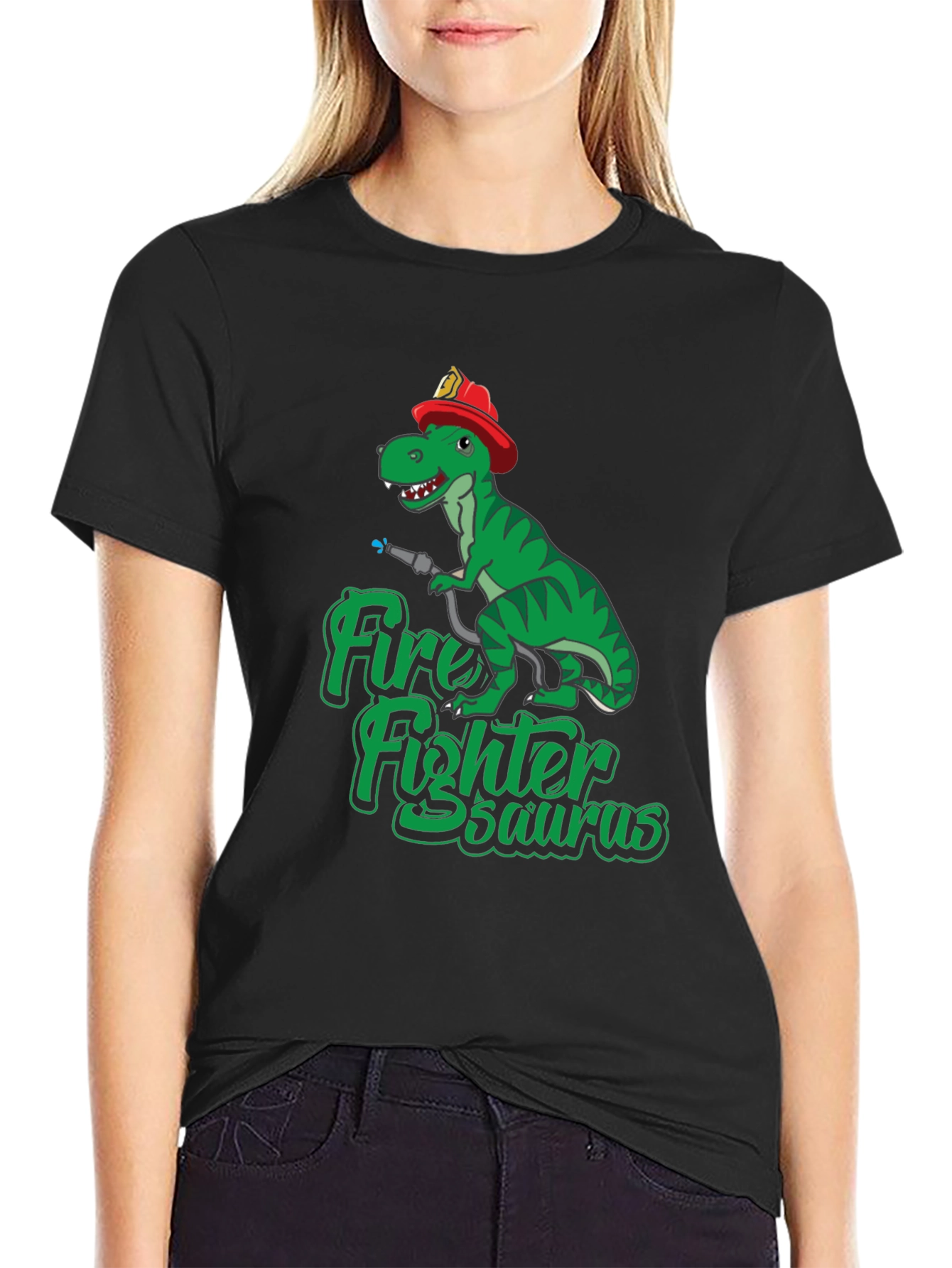 Firefighter Saurus T-Shirt - Novelty Dino Tee